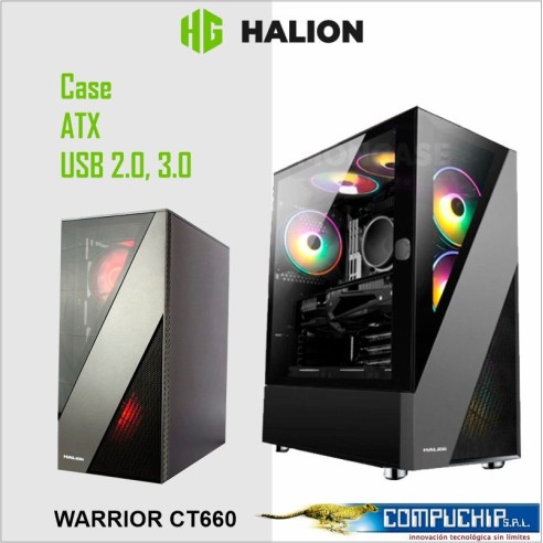CASE GAMER HALION WARRIOR CT660, RGB, V/TEMPLADO.
