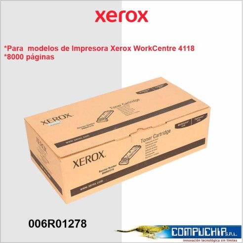 TONER XEROX WORKCENTRE 4118, 006R01278, COLOR NEGRO