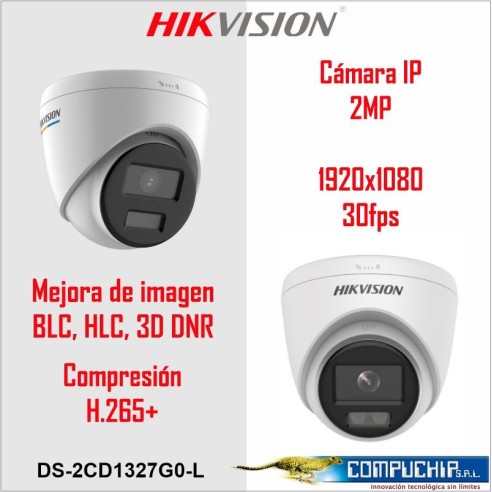 CAMARA DOMO IP 2 MP COLOR VU HIKVISION, DS-2CD1327G0-L