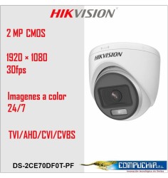 CAMARA FIJA TIPO DOMO HIKVISION -2 MP, COLORVU, DS-2CE70DF0T-PF