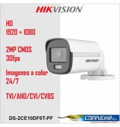 CAMARA TIPO BALA HD  HIKVISION 2MP, COLORVU, DS-2CE10DF0T-PF