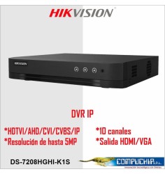 DVR HIKVISION DS-7208HGHI-K1S, 8-ch 1080p Lite 1U H.265 DVR