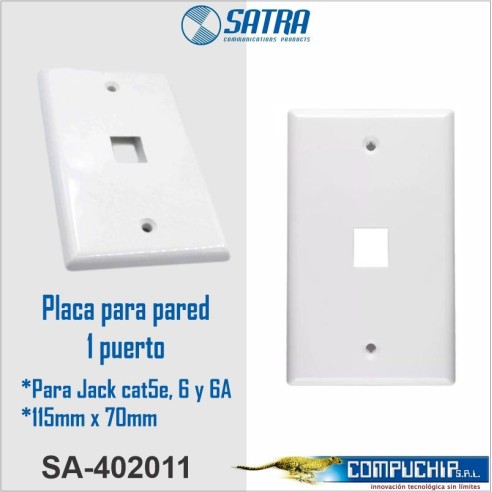 PLACA PARA PARED SIMPLE 1 PTO BLANCO SATRA