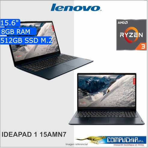 Laptop Lenovo IdeaPad 1 15AMN7 15.6" FHD TN AMD Ryzen 3 7320U 2.4/4.1GHz 8GB LPDDR5-5500 512GB SSD.