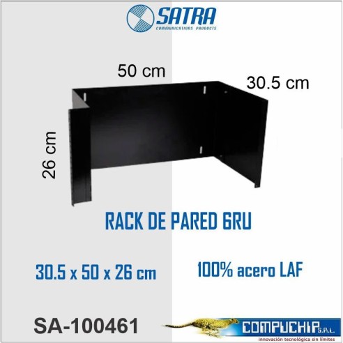 Rack de pared 6RU (Prof. 30.5 x Anch. 50 x Alt. 26 cm)