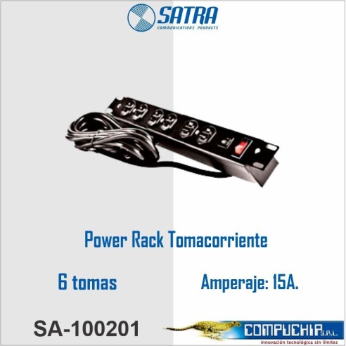 POWERACK TOMACORRIENTE 19" SATRA, 6 TOMAS