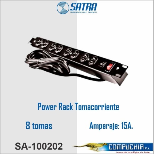 POWERACK TOMACORRIENTE 19" SATRA, 8 TOMAS
