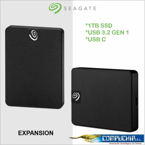 Disco Duro en Estado Solido Externo Seagate Expansion 1TB, USB 3.0, USB-C