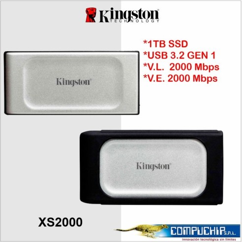 Disco sólido externa Kingston XS2000, 1TB, USB 3.2 Gen 2x2 Tipo-C