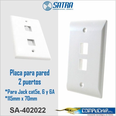 PLACA PARED SIMPLE 2 PTO BLANCO SATRA