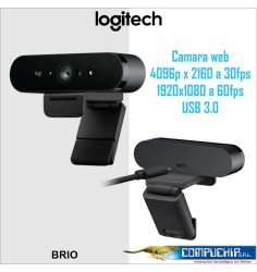 Cámara web Logitech Brio, hasta 4K HD, HDR, microfono, zoom digital 5x, USB 3.0.