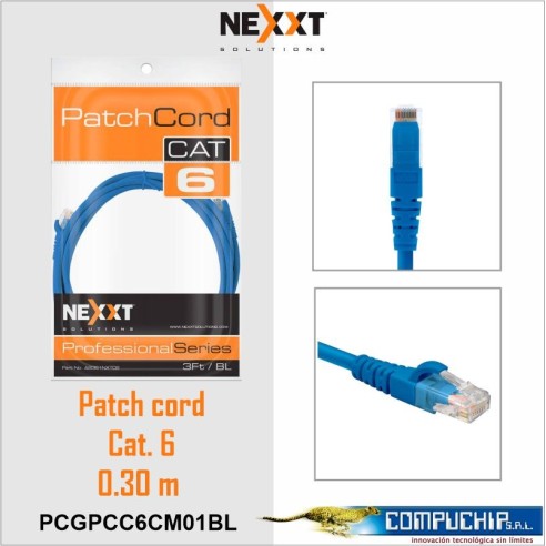 PATCH CORD UTP CAT 6 , NEXXT, 0.30 METROS