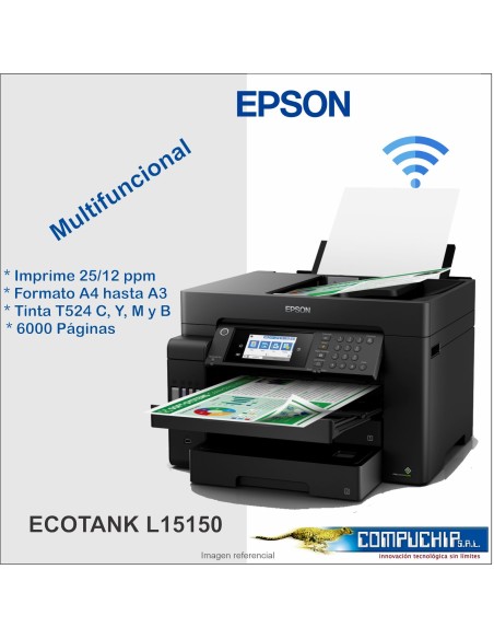 Impresora Multifuncional de tinta Epson EcoTank L15150, imprime/escanea/copia/Fax/Wi-Fi/USB/Ethernet.