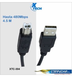 Cable USB 2.0 A-macho a B-macho  Xtech XTC-304, 4.5 m.