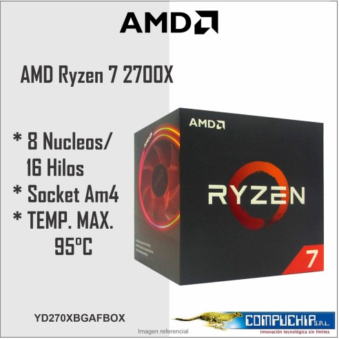 Procesador AMD Ryzen 7 2700X, 3.70GHz, 16MB L3, 8 Core, AM4, 12nm, 105W.