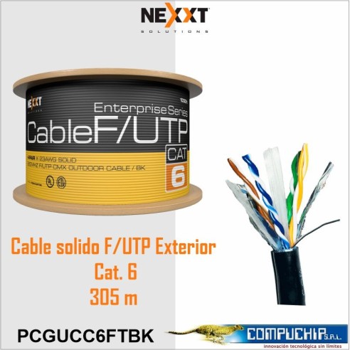 CABLE SÓLIDO PARA EXTERIORES F/UTP CAT. 6, NEXXT, NEGRO, 305 METROS