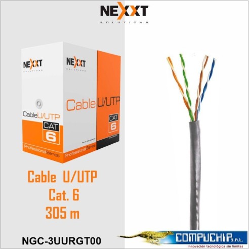 CABLE U/UTP CAT. 6, NEXXT, 305 METROS, CMR,GRIS
