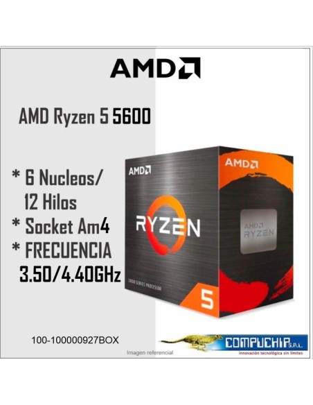 Procesador AMD Ryzen 5 5600, 3.50 / 4.40 GHz, 32MB L3 Cache, 6-Cores, AM4, 7nm, 65W.