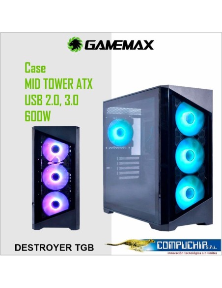 CASE GAMER GAMEMAX CON FUENTE DESTROYER TGB