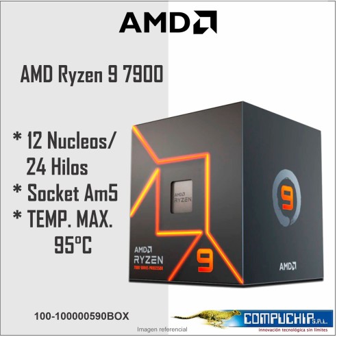 Procesador AMD Ryzen 9 7900 3.7/5.4GHz, 64MB L3, 12-Core, AM5, 65W.