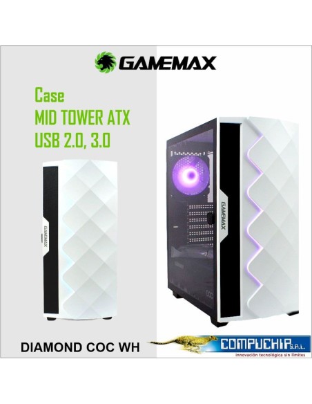 CASE GAMER GAMEMAX DIAMOND COC WH S/FUENTE