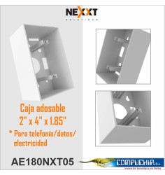 CAJA ADOSABLE 4"x 2"x 1.85", blanco, NEXXT