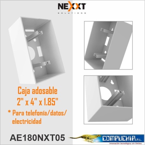 CAJA ADOSABLE 4"x 2"x 1.85", blanco, NEXXT