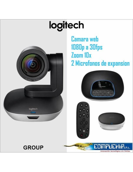 Cámara web Logitech Group FHD, 1080p, microfono, zoom digital 10x, USB 2.0 .