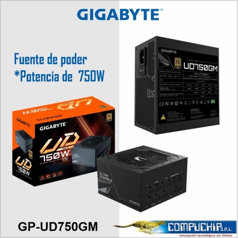 Fuente de alimentación Gigabyte GP-UD750GM, 750W, 80 PLUS Gold , Formato ATX.