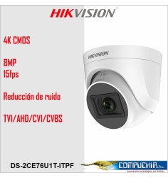 CAMARA FIJA TIPO DOMO PARA INTERIORES 4K, 2.8 mm, DS-2CE76U1T-ITPF