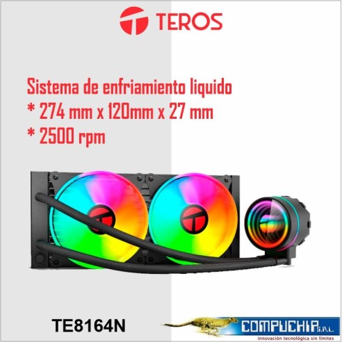 Sistema de enfriamiento liquido de CPU TEROS TE-8164N, 240mm, Negro