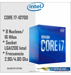 Procesador Intel Core i7-10700, 2.90 GHz, 16 MB Caché L3, LGA1200, 65W, 14 nm.