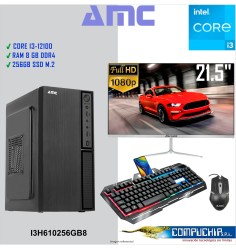 PC INTEL CORE I3-12100 3.3 GHZ, H610 8GB DDR4, 256GB SSD, MONITOR 21.5".