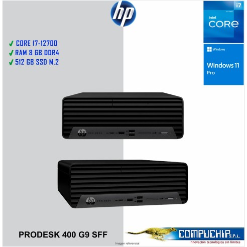 Computadora HP Prodesk 400 G9 SFF, Core i7-12700 1.60/4.90GHz 12-Cores, 8GB DDR4-3200 MHz