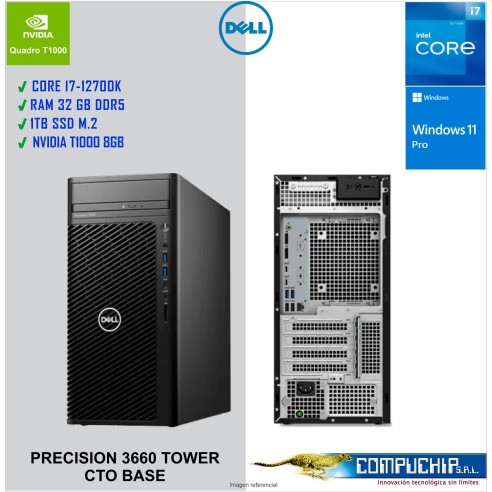 Workstation Tower DELL Precision 3660, Core i7-12700K 3.60 / 5.0GHz, 32GB DDR5-4400 MHz, SSD M.2 1TB PCIe.