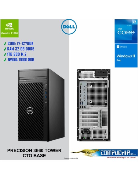 Workstation Tower DELL Precision 3660, Core i7-12700K 3.60 / 5.0GHz, 32GB DDR5-4400 MHz, SSD M.2 1TB PCIe.