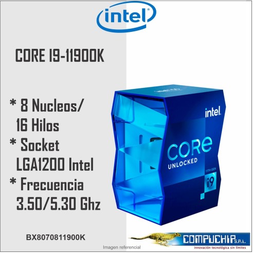 Procesador Intel Core i9-11900K 3.50 / 5.30 GHz, 16 MB Caché L3, LGA1200, 125W, 14 nm.