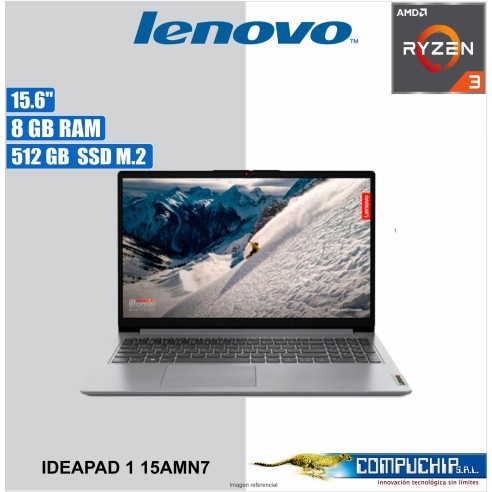 Laptop Lenovo IdeaPad 1 15AMN7 15.6" FHD TN AMD Ryzen 3 7320U 2.4/4.1GHz 8GB LPDDR5-5500 512GB SSD.