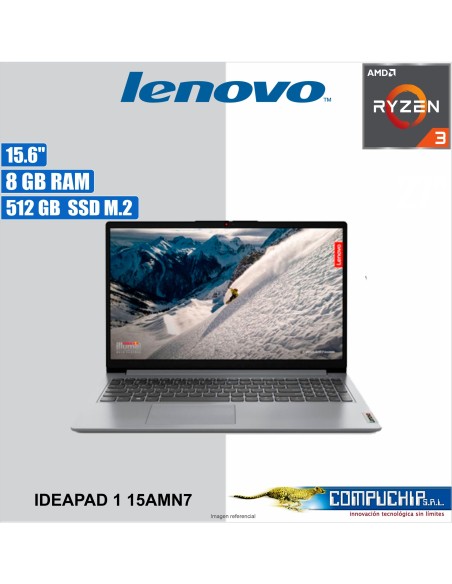 Laptop Lenovo IdeaPad 1 15AMN7 15.6" FHD TN AMD Ryzen 3 7320U 2.4/4.1GHz 8GB LPDDR5-5500 512GB SSD.