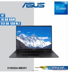 Laptop  ASUS X1605ZA-MB291, 16.0" WUXGA IPS, Core i7-1255U 1.7 / 4.7GHz, 16GB DDR4 SODIMM 512GB M.2.