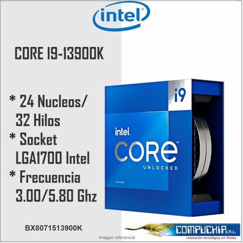 Procesador Intel Core i9-13900K 3.00/5.80GHz 36MB SmartCache LGA1700, 125W, Intel 7(10nm)