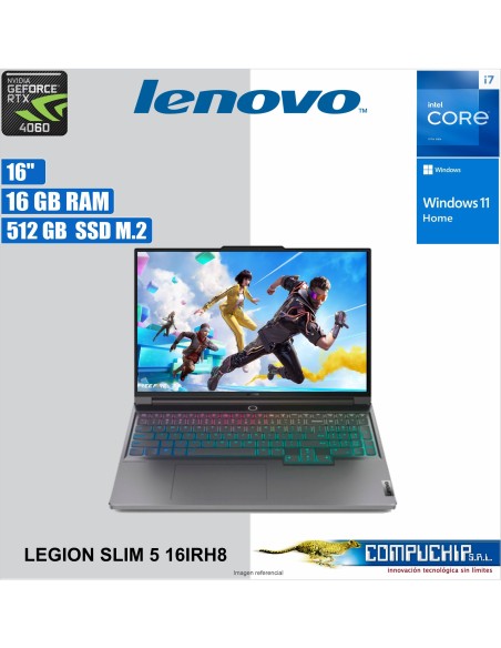 Laptop Lenovo Slim 5 16IRH8 16" WQXGA IPS Core i7-13700H 2.4/5.0GHz, 16GB DDR5-5200 512GB SSD.