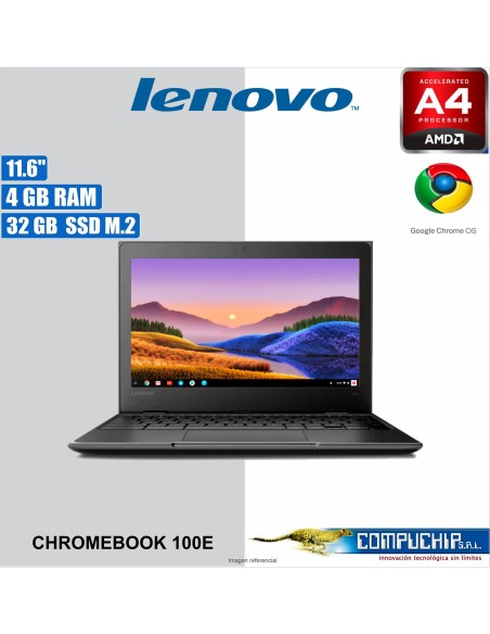 CHROMEBOOK LENOVO 100E 2ND GEN AST 11.6" HD TN AMD A4-9120C 1.6 / 2.4GHZ, 4GB DDR4-1866MHZ