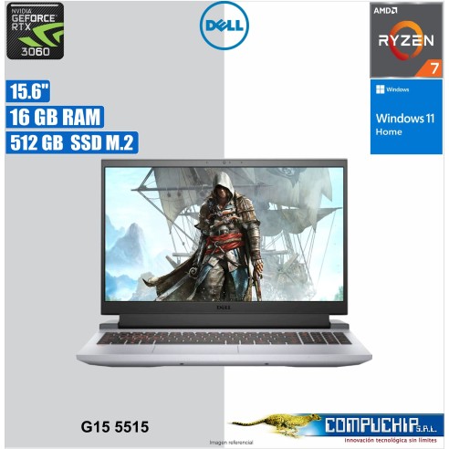 Laptop Dell G15 5515 15.6" LED FHD WVA, AMD Ryzen 7 5800H 3.2 / 4.4GHZ, 16GB DDR4, 512GB SSD M.2.