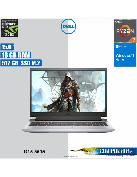 Laptop Dell G15 5515 15.6" LED FHD WVA, AMD Ryzen 7 5800H 3.2 / 4.4GHZ, 16GB DDR4, 512GB SSD M.2.