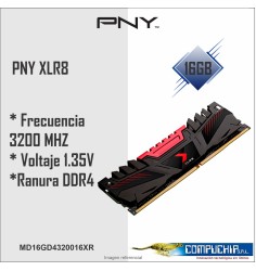 Memoria PNY XLR8 16GB DDR4-3200 MHz, PC4-25600, CL16, 1.35V.