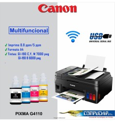 MULTIFUNCIONAL DE TINTA CONTINUA CANON PIXMA G4110, USB 2.0 / WI-FI.