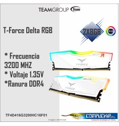 Memoria T-Force Delta RGB, 16GB, DDR4 3200 MHz, CL-16, 1.35V