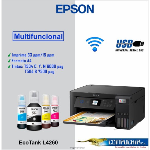 Multifuncional de tinta Epson L4260, USB de alta velocidad (compatible con USB 2.0