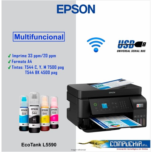 Impresora Multifuncional Epson EcoTank L5590, Imprime, Escanea, Copia / USB / LAN / Wi-Fi.